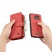Samsung Galaxy S7 Edge - CaseMe Vintage 2 in 1 PU Leather Flip Zipper Wallet Protective Cover Case - Red